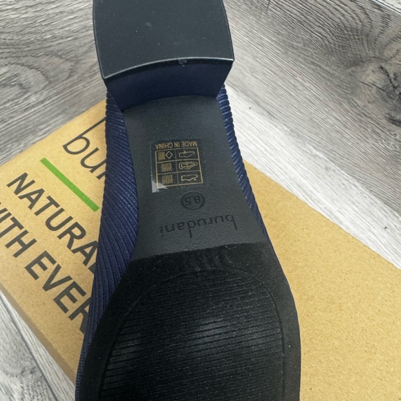 Burudani Women’s Low Chunky Block Heel Square Toe Knit Navy Blue Size 8.5 - Picture 7 of 9